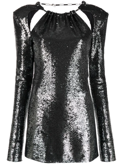 Attico Sequin-embellished Dress In Charcoal