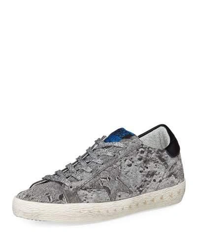 Golden Goose Superstar Glittered Platform Sneakers, Silver