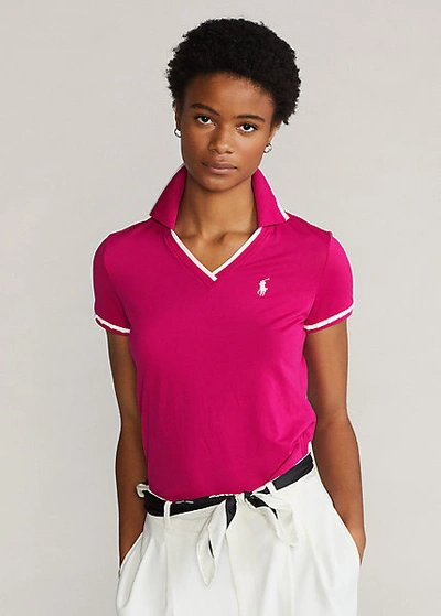 Ralph Lauren Tailored Fit Cricket Polo Shirt In Aruba Pink/pure White |  ModeSens