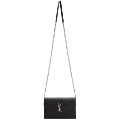 Saint Laurent Black Monogram Envelope Chain Wallet Bag