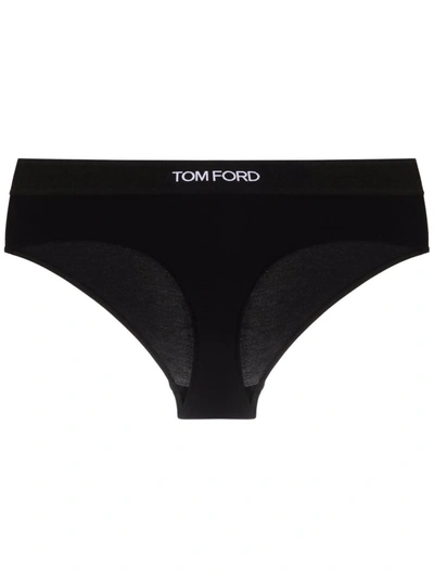 Tom Ford Logo-print Stretch-fit Briefs In Black