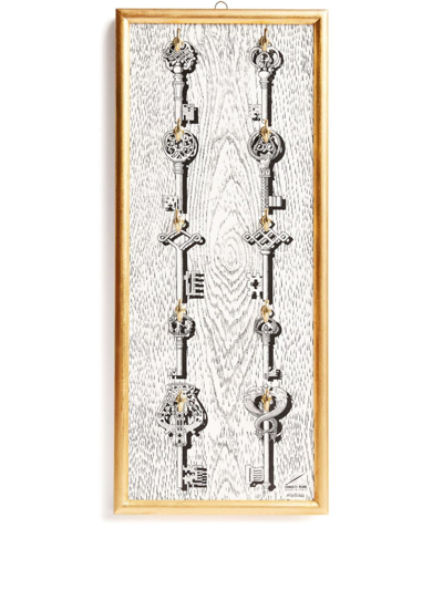 Fornasetti Panel Portachiavi In White/black