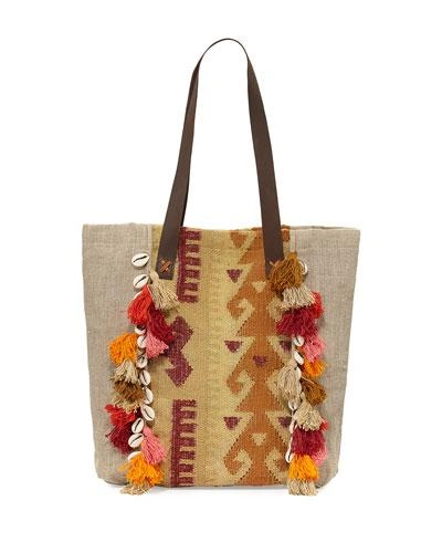 Ale By Alessandra Jaipur Linen Beach Tote Bag, Beige