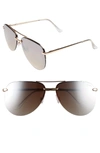 Quay X Jlo The Playa 64mm Aviator Sunglasses - Gold/ Brown