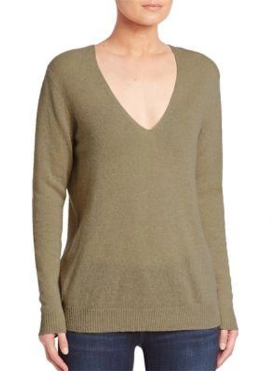 Theory Adrianna Cashmere V-neck Sweater In Camel