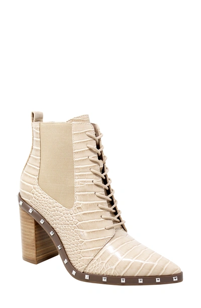 Charles By Charles David Debate Studded Lace-up Bootie In White Box Smooth