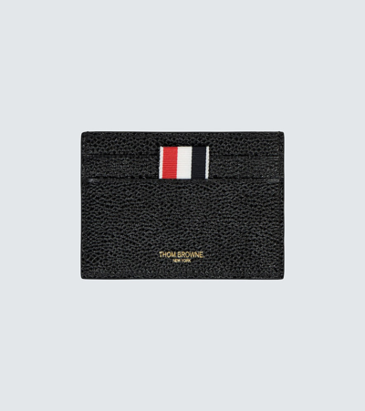 Thom Browne Grained-leather Cardholder In Black