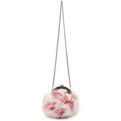 Miu Miu White & Pink Fur Chain Bag