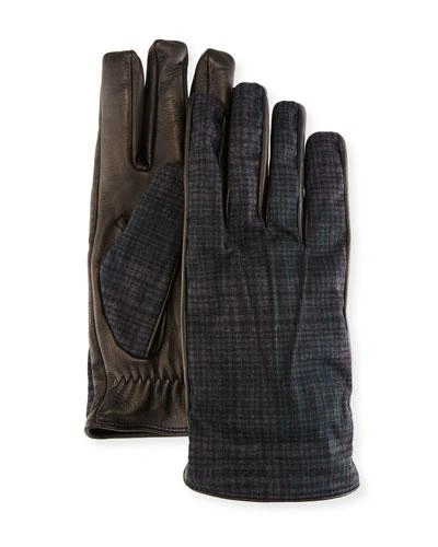 Etro Tessuto/napa Leather Gloves In Black