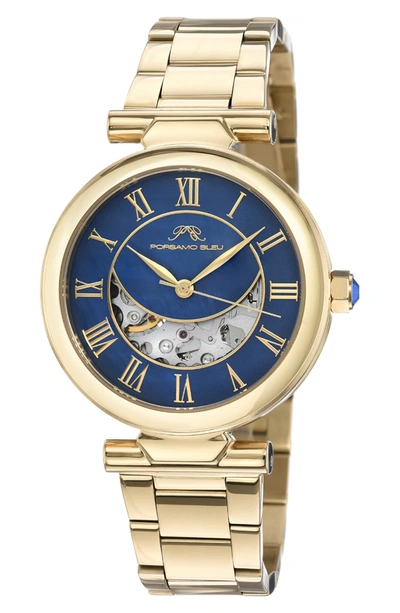 Porsamo Bleu Colette Women's Automatic Goldtone And Blue Bracelet Watch