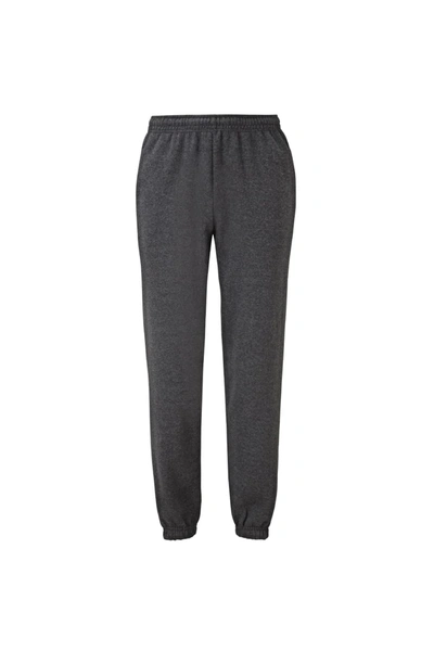 Fruit Of The Loom Mens Elasticated Cuff Jog Pants/jogging Bottoms (dark Heather) In Grey