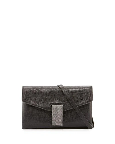 Brunello Cucinelli Mini Envelope Clutch Bag With Monili Closure, Black