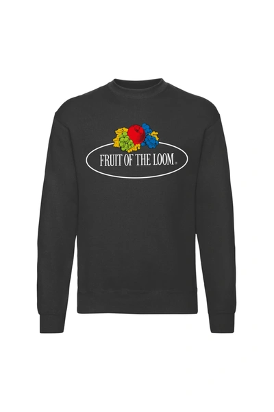 Fruit Of The Loom Mens Vintage Big Logo Set-in Sweatshirt (black)