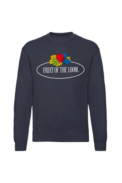 Fruit Of The Loom Womens/ladies Large Logo Vintage Sweatshirt (deep Navy) In Blue