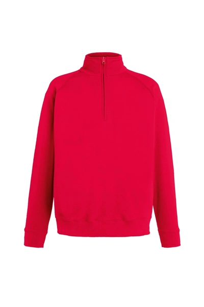 Fruit Of The Loom Mens Lightweight Zip Neck Sweatshirt (red)