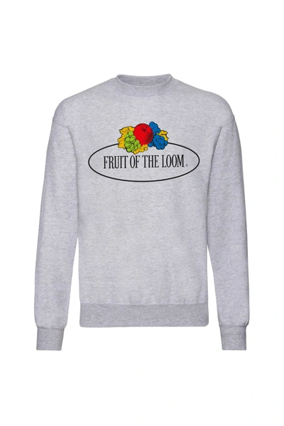 Fruit Of The Loom Unisex Adult Vintage Large Logo Printed Set-in Sweatshirt (heath In Grey