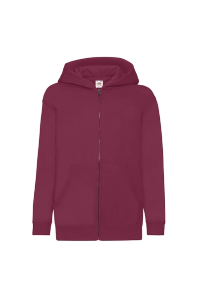 Fruit Of The Loom Childrens/kids Unisex Hooded Sweatshirt Jacket (burgundy) In Purple