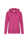 Fruit Of The Loom Ladies Lady-fit Hooded Sweatshirt Jacket (fuchsia) In Pink