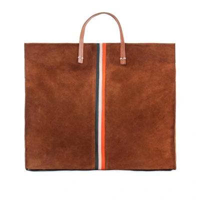 Clare V Simple Tote In Chestnut W/inlaid Stripes