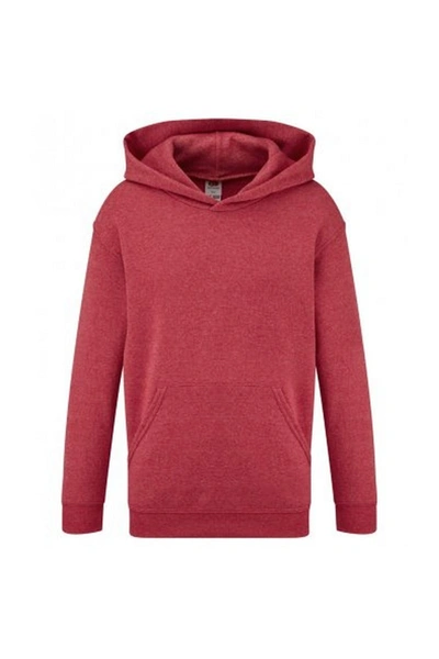 Fruit Of The Loom Childrens/kids Classic Hooded Sweatshirt (heather Red)