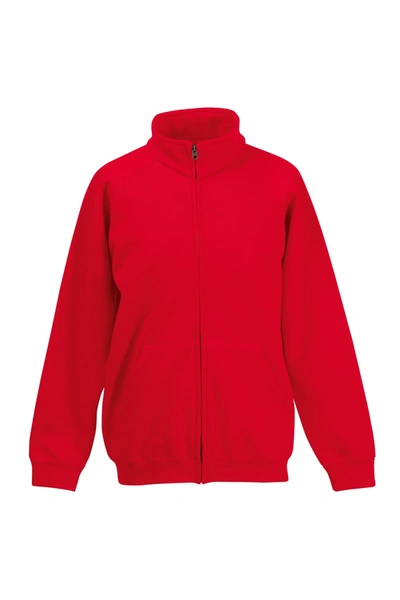 Fruit Of The Loom Childrens/kids Unisex Poly-cotton Sweat Jacket (red)