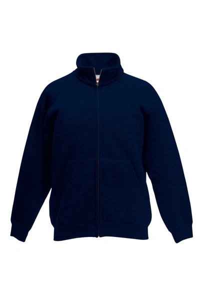 Fruit Of The Loom Childrens/kids Unisex Poly-cotton Sweat Jacket (deep Navy) In Blue
