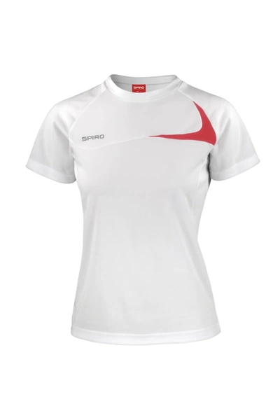 Spiro Womens/ladies Sports Dash Performance Training T-shirt (white/red)