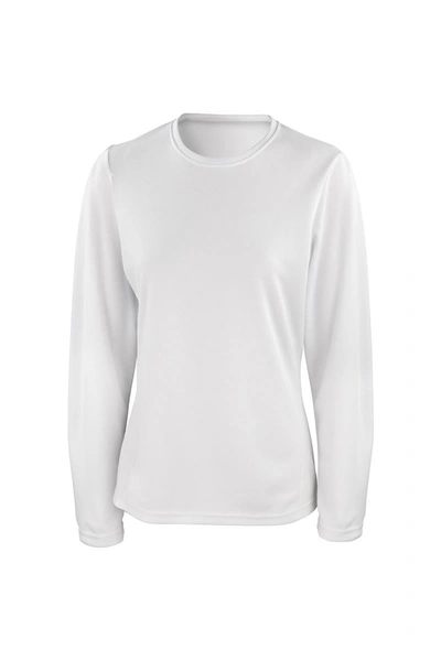 Spiro Ladies/womens Sports Quick-dry Long Sleeve Performance T-shirt (black) In White