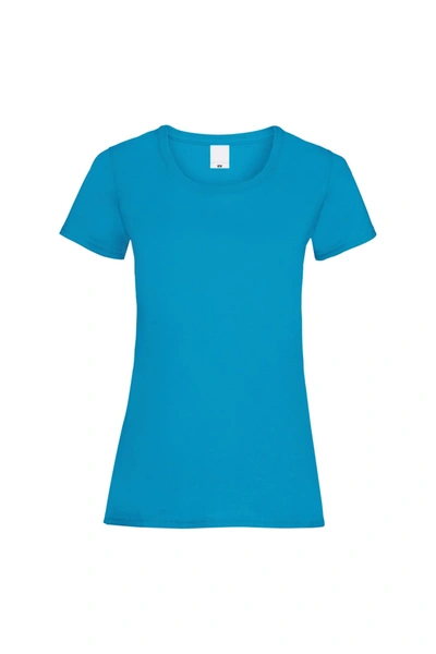 Universal Textiles Womens/ladies Value Fitted Short Sleeve Casual T-shirt (cyan) In Blue
