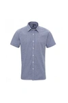 Premier Mens Gingham Short Sleeve Shirt (navy/white) In Blue
