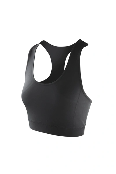 Spiro Womens/ladies Softex Stretch Sports Crop Top (black)