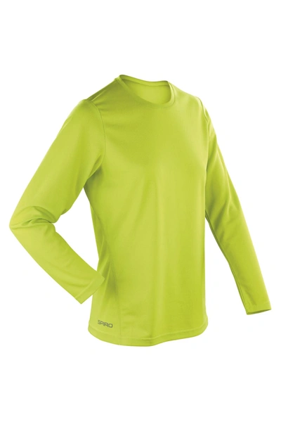 Spiro Ladies/womens Sports Quick-dry Long Sleeve Performance T-shirt In Green