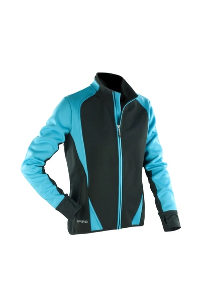 Spiro Womens/ladies Freedom Softshell Sports/training Jacket (aqua/ Black) In Blue