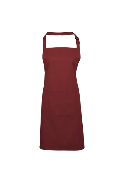 Premier Ladies/womens Colours Bip Apron With Pocket / Workwear (burgundy) (one Size) (one Size) In Purple