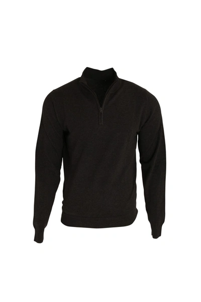 Premier Mens 1/4 Zip Neck Knitted Sweater (black)
