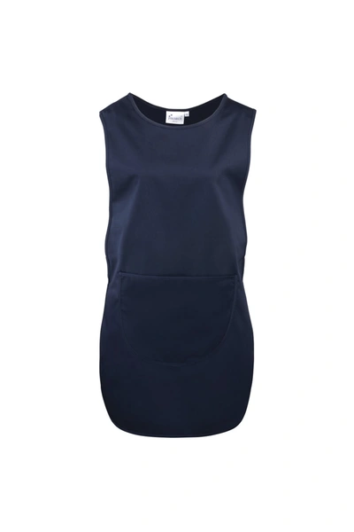 Premier Ladies/womens Long Length Pocket Cobbler Apron/workwear (navy) (m) In Blue
