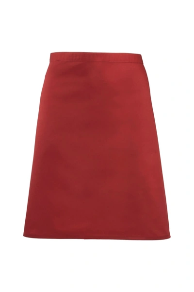Premier Ladies/womens Mid-length Apron (red) (one Size) (one Size)