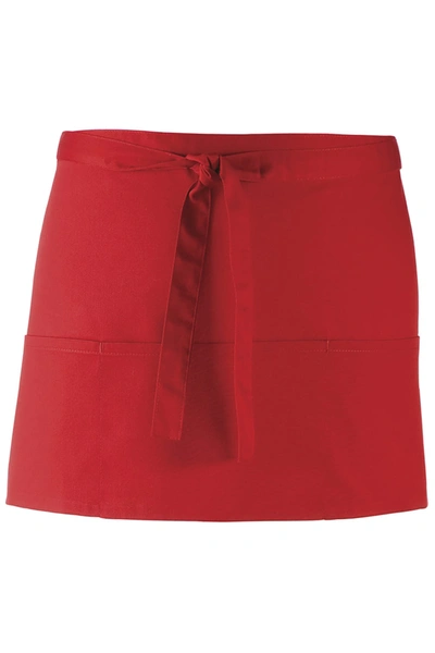 Premier Ladies/womens Colors 3 Pocket Apron / Workwear (pack Of 2) (red) (one Size)