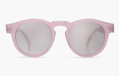 Illesteva Leonard Sunglasses | Eco Pink Sparkle With Silver Mirrored Lenses