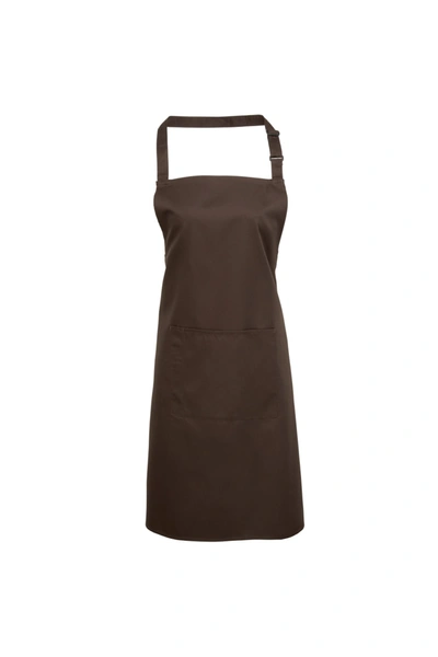 Premier Ladies/womens Colours Bip Apron With Pocket / Workwear (brown) (one Size) (one Size)