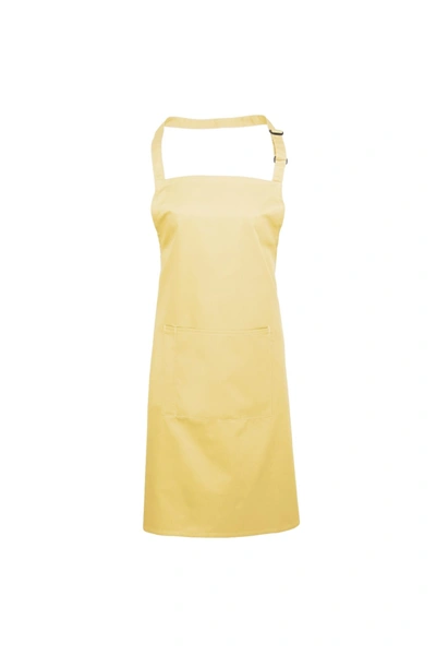 Premier Ladies/womens Colours Bip Apron With Pocket / Workwear (lemon) (one Size) (one Size) In Yellow