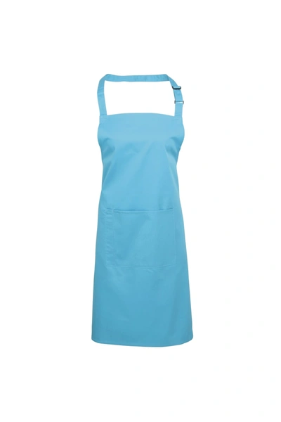 Premier Ladies/womens Colours Bip Apron With Pocket / Workwear (turquoise) (one Size) (one Size) In Blue