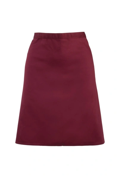 Premier Ladies/womens Mid-length Apron (burgundy) (one Size) In Red