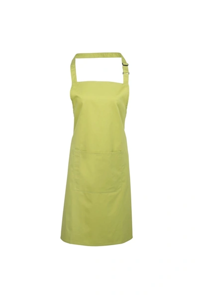 Premier Ladies/womens Colours Bip Apron With Pocket / Workwear (lime) (one Size) (one Size) In Green