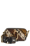 Marc Jacobs Snapshot Reptile Embossed Leather Crossbody Bag In Brown Multi Snake Embossed/gold