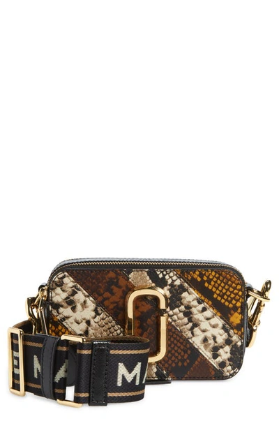 Marc Jacobs Snapshot Reptile Embossed Leather Crossbody Bag In Brown Multi Snake Embossed/gold