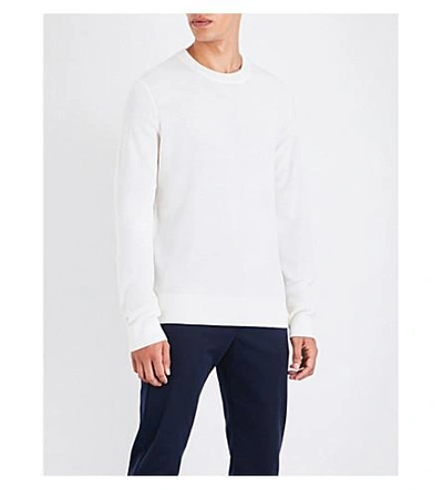 Sandro Crewneck Knitted Jumper In Ecru