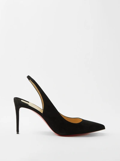 Christian Louboutin Kate Sling 85 Suede Pumps In Black