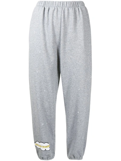 Natasha Zinko Happy Tuesday Distressed Cotton-blend Sweatpants In Grey