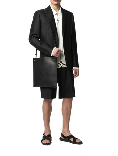 Valentino Garavani Valentino Men's Black Leather Messenger Bag